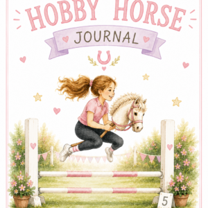Hobby Horse Doe-boek printable PDF voor kinderen met hobby horse illustraties, wedstrijden, doelen en invulpagina's