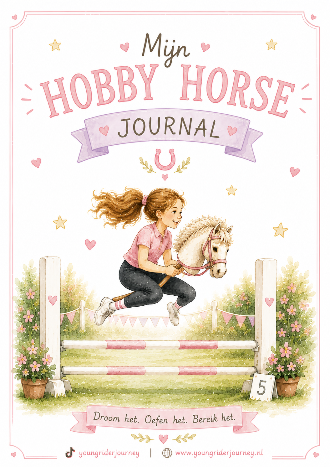 Hobby Horse Doe-boek printable PDF voor kinderen met hobby horse illustraties, wedstrijden, doelen en invulpagina's