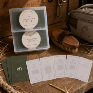Young Rider Journey Pony Challenge Cards in bewaardoos met uitdagingskaarten voor kinderen die van paarden en pony's houden.